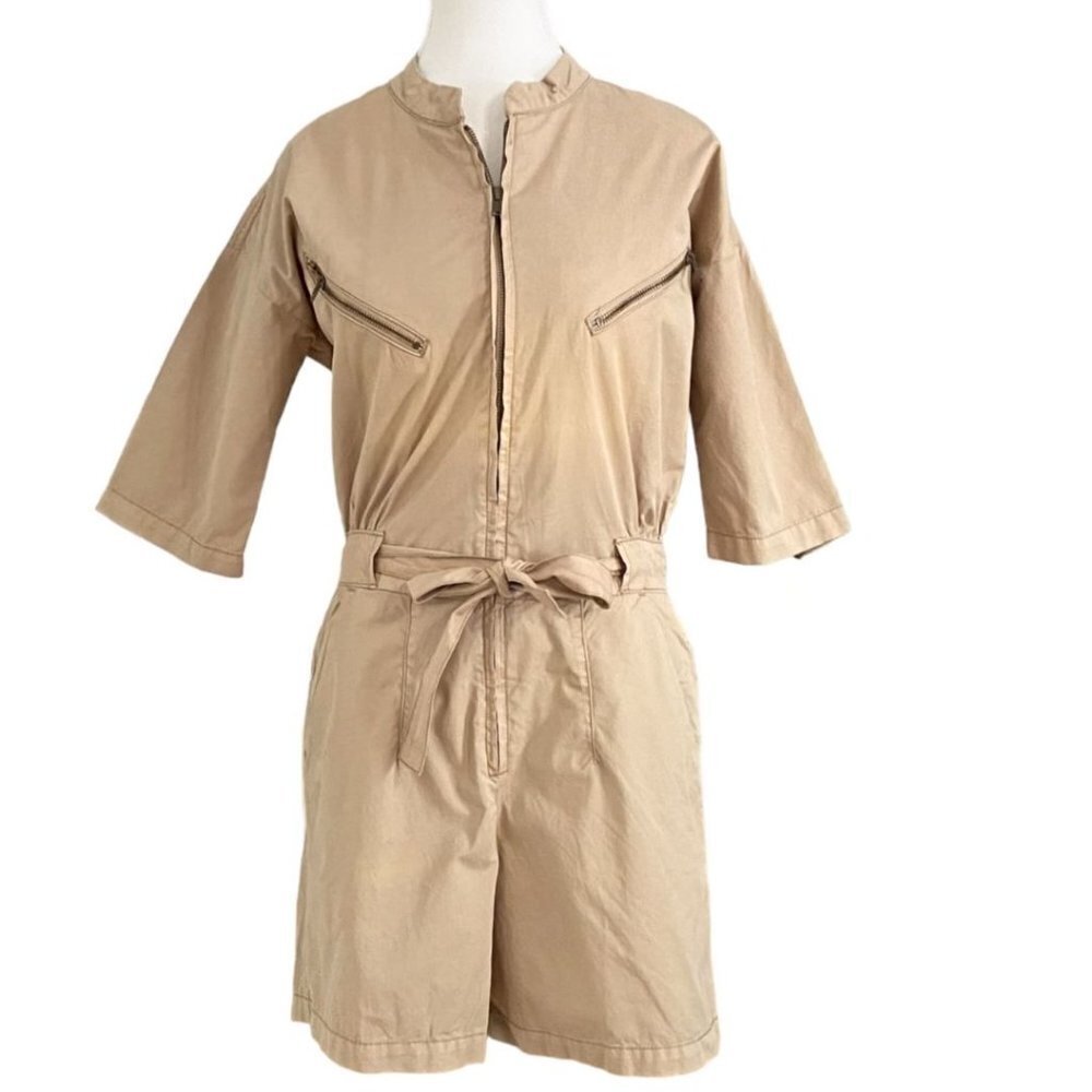 NWT BA&SH KHAKI CRISTINA JUMPSUIT UTILITY ROMPER - 0 - Picture 2 of 9